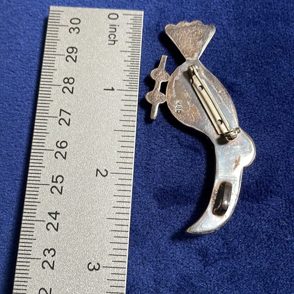 Handcrafted Southwestern Multi Stone Inlayed Silver Parrot Brooch/Pendant - Picture 3 of 3